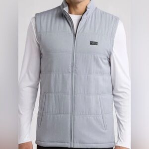TravisMathew Heather Sleet Gray Seaboard Full-Zip Vest 1MY841 Quilted Golf